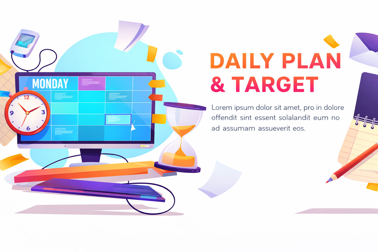 Daily planner and checklist on laptop